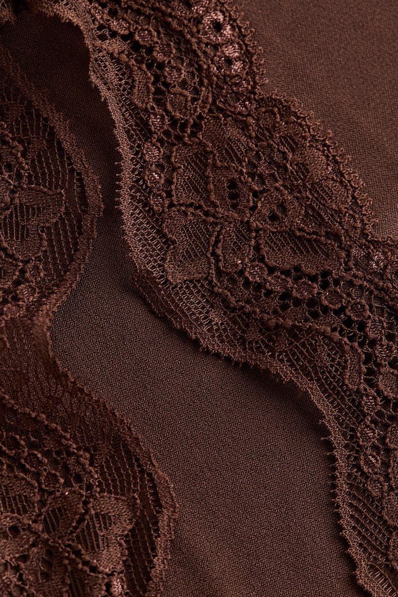 Lace-trimmed Jersey Dress, Alternate, color, Dark brown