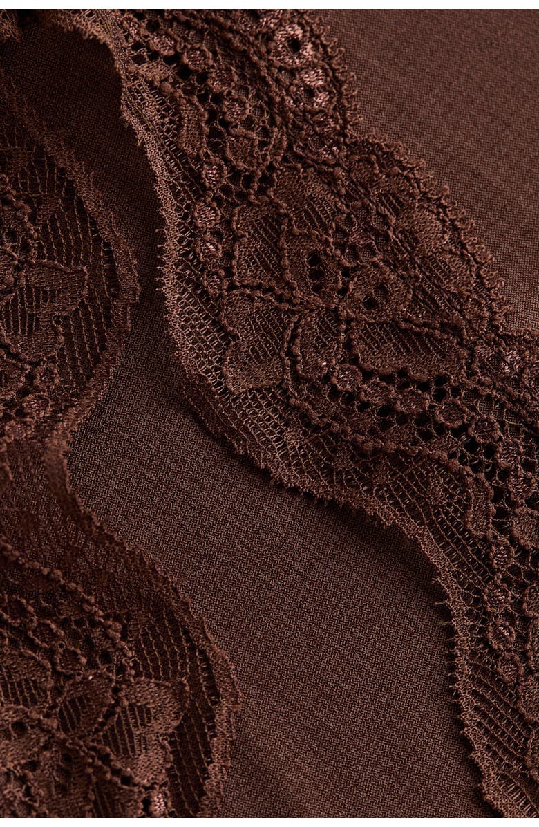 H&M Lace-trimmed Jersey Dress, Alternate, color, Dark Brown