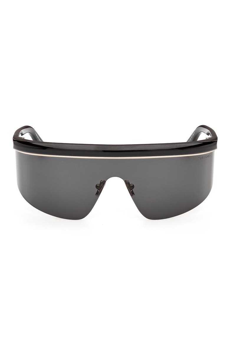 West-02 143mm Shield Sunglasses, Main, color, BLACK PALE GOLD/ SMOKE MASK