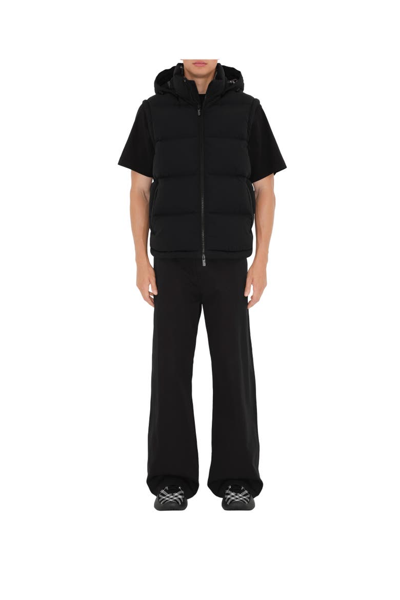 Detachable Sleeve Nylon Puffer Jacket, Alternate, color, Black/charcoal