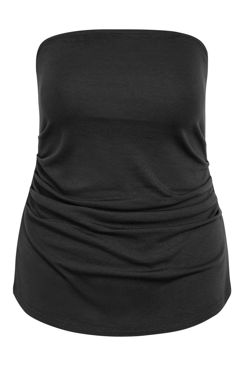 Halo Ruched Tube Top, Alternate, color, BLACK