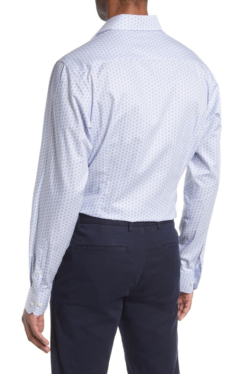 Eton Contemporary Fit Geometric Print Dress Shirt, Alternate, color, Light Pastel Blue