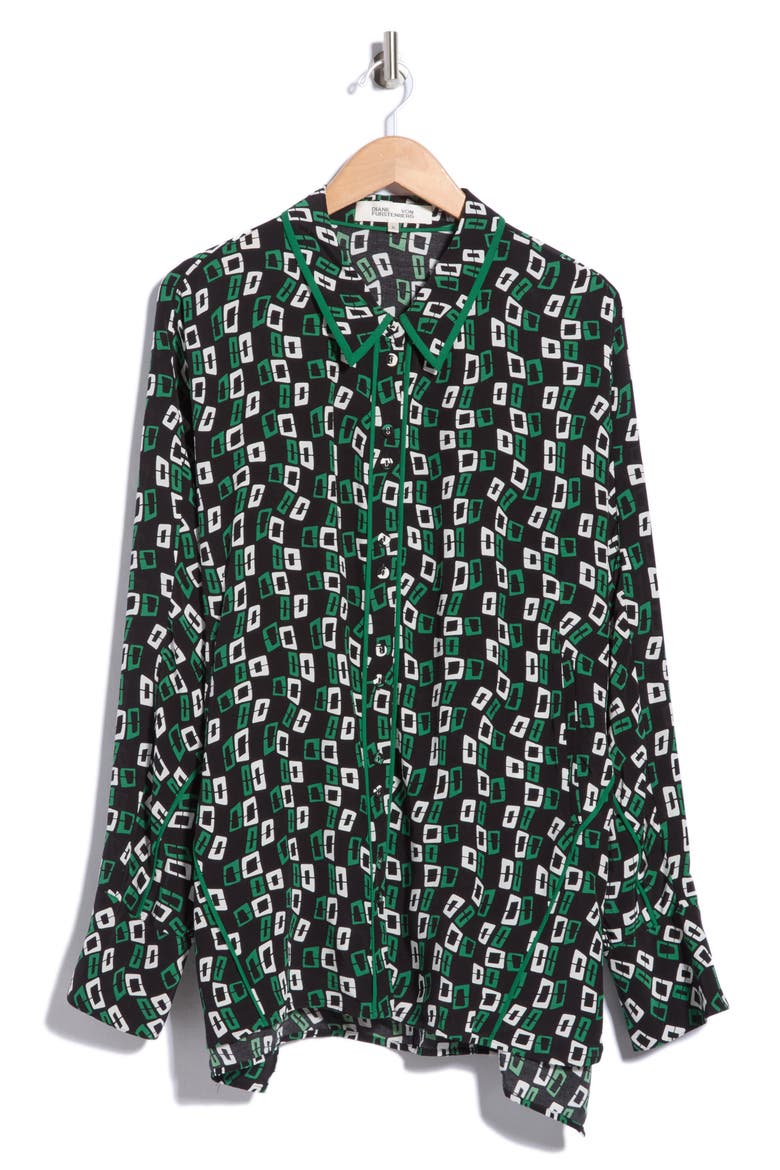 Alona Print Long Sleeve Shirt, Main, color, CHAIN SPOTS BLACK