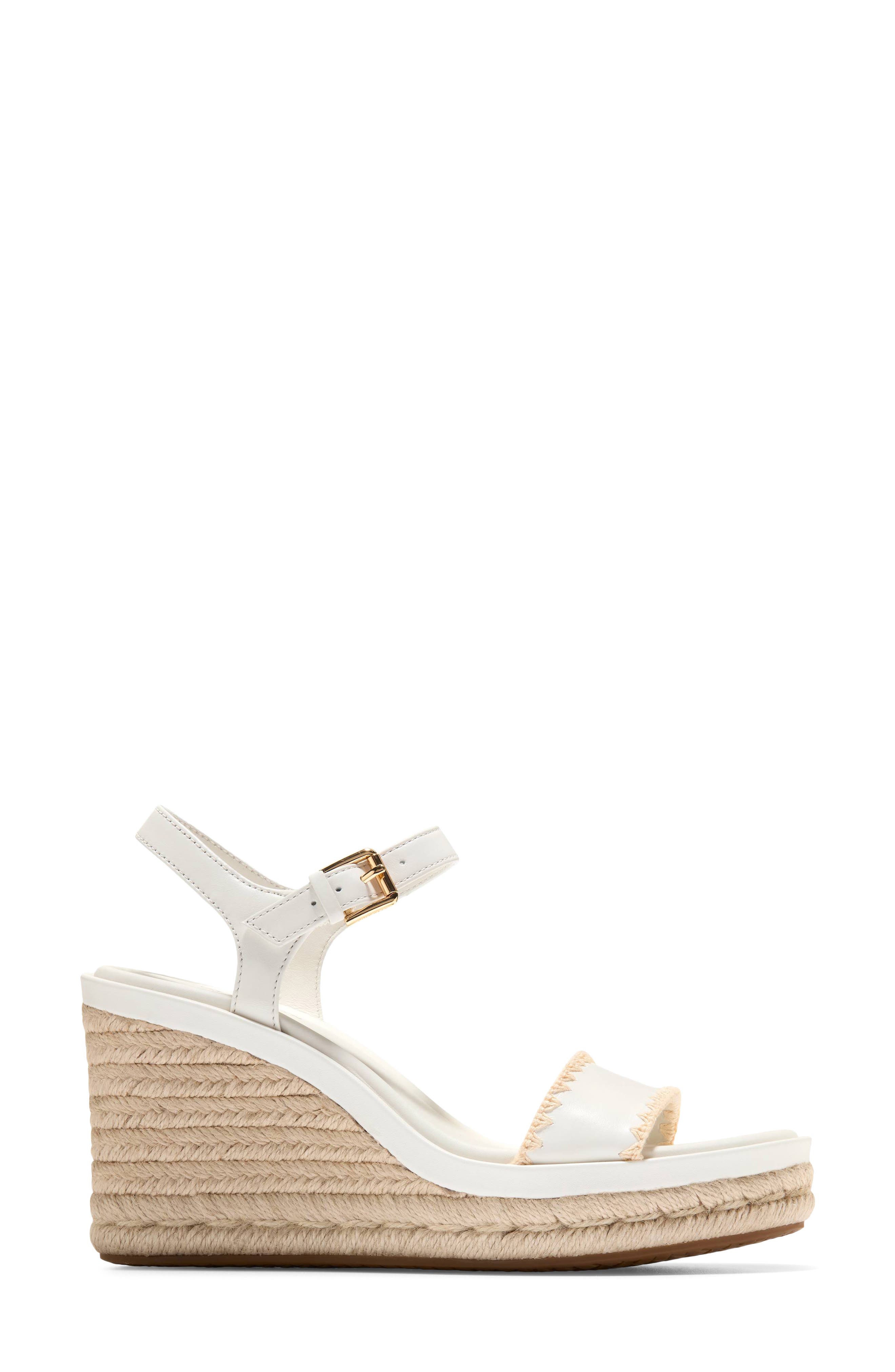 Cole Haan Asbury Cloudfeel Wedge Sandal, Alternate, color, Powder Leather /Natural Raffia
