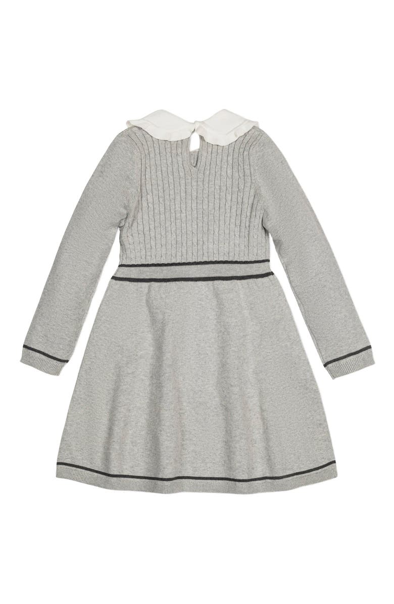 Hope & Henry Baby Girls' Organic Peter Pan Collar Sweater Dress, Infant, Alternate, color, Gray Heather Cable