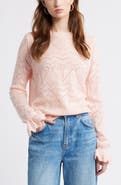 Treasure & Bond Pointelle Scallop Neck Sweater