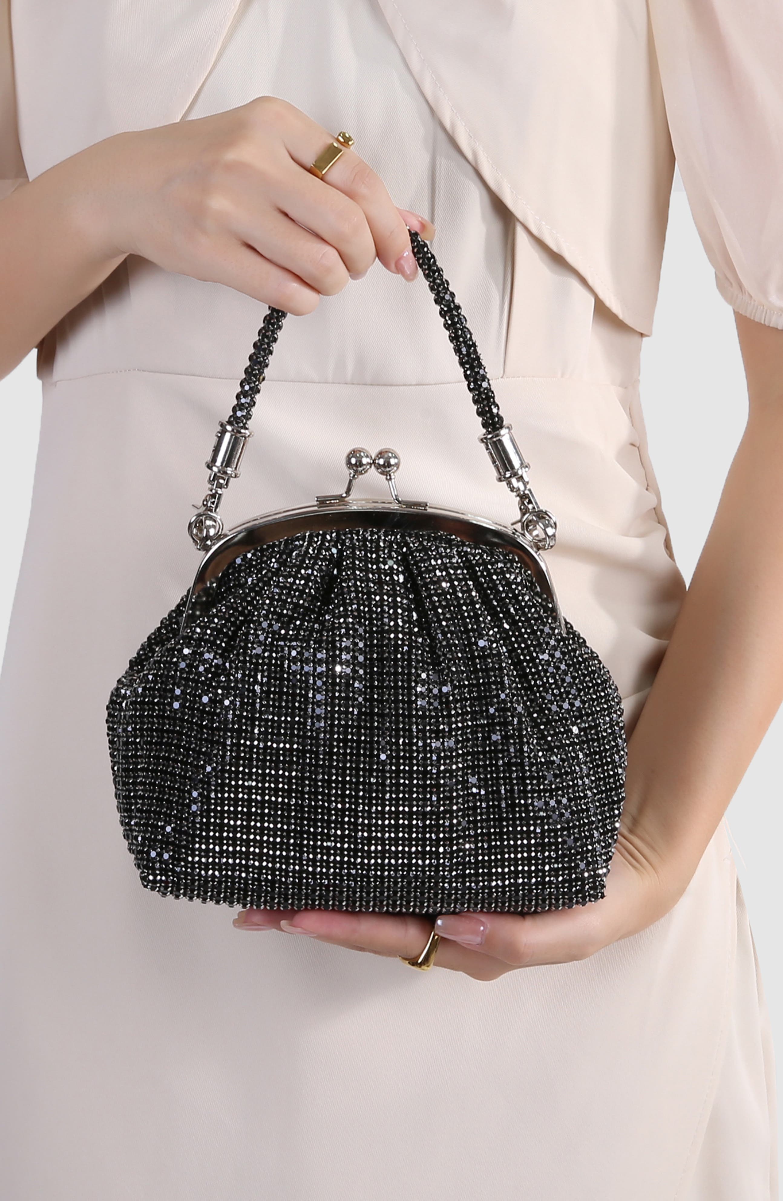 BERNESS Rhinestone Handbag, Alternate, color, Black