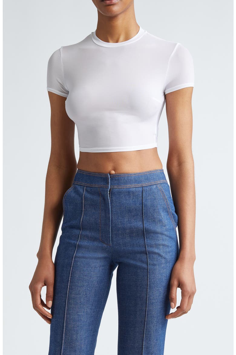 Semisheer Crop Top, Main, color, WHITE