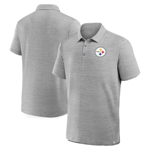 Men's Fanatics Heather Gray Pittsburgh Steelers Clutch Polo