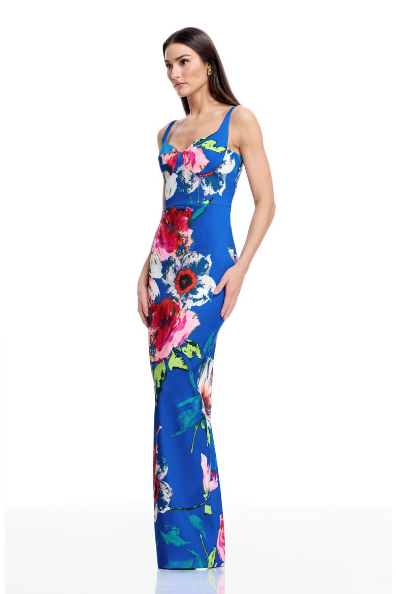 Elijah Placed Floral Sheath Gown, Alternate, color, COBALTMULTI