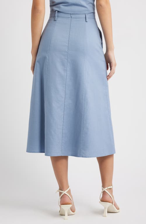 Wayf Cynthia Button-through Midi Skirt In Blue