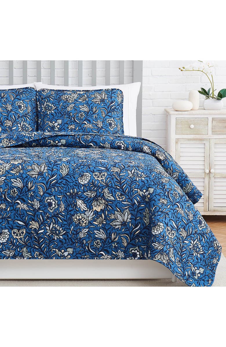 SOUTHSHORE FINE LINENS Blooming Blossoms Oversized Quilt Cover Set, Alternate, color, Blue