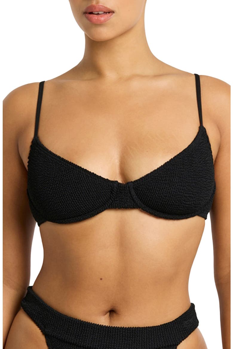 Gracie Balconette Bikini Top, Alternate, color, BLACK ECO