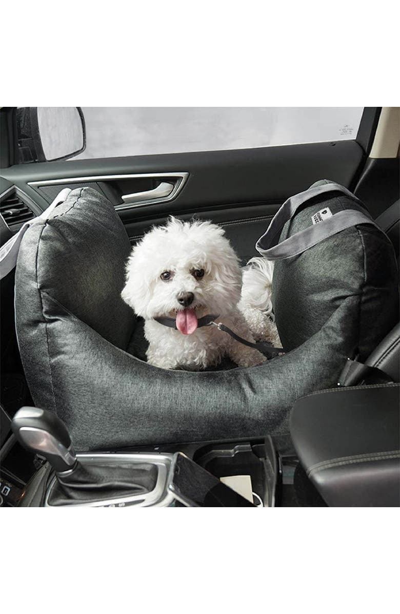FunnyFuzzy First Class Dog Car Seat Bed, Alternate, color, Charcoal Grey