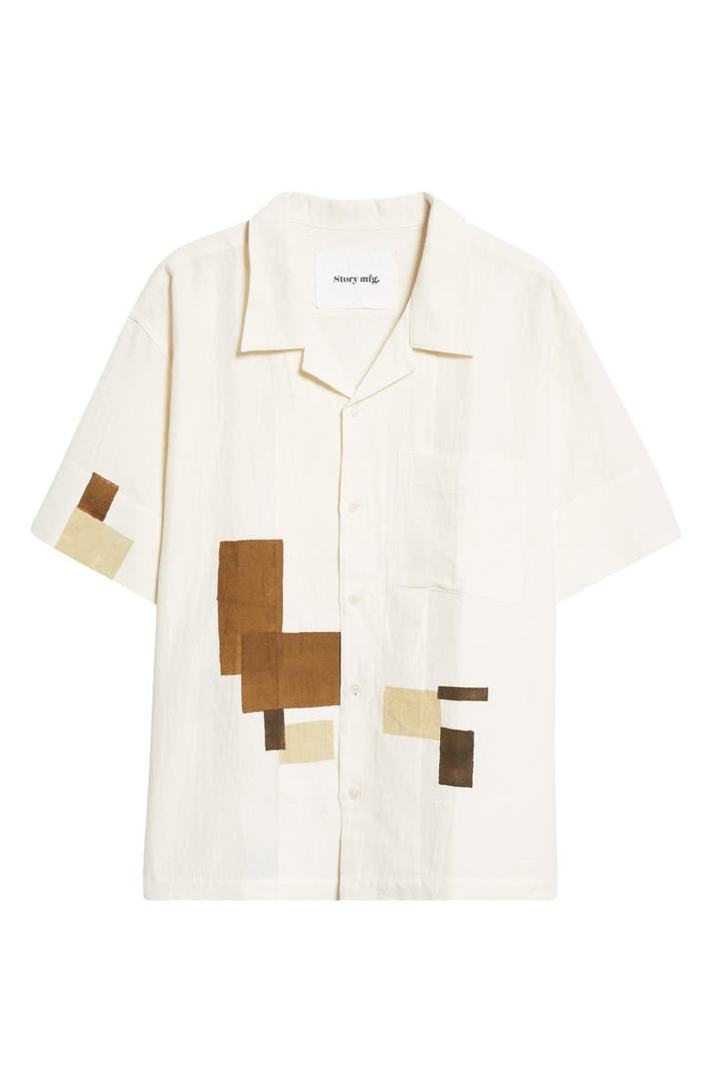 Story mfg. Greetings Cotton & Linen Button-Up Shirt, Alternate, color, 