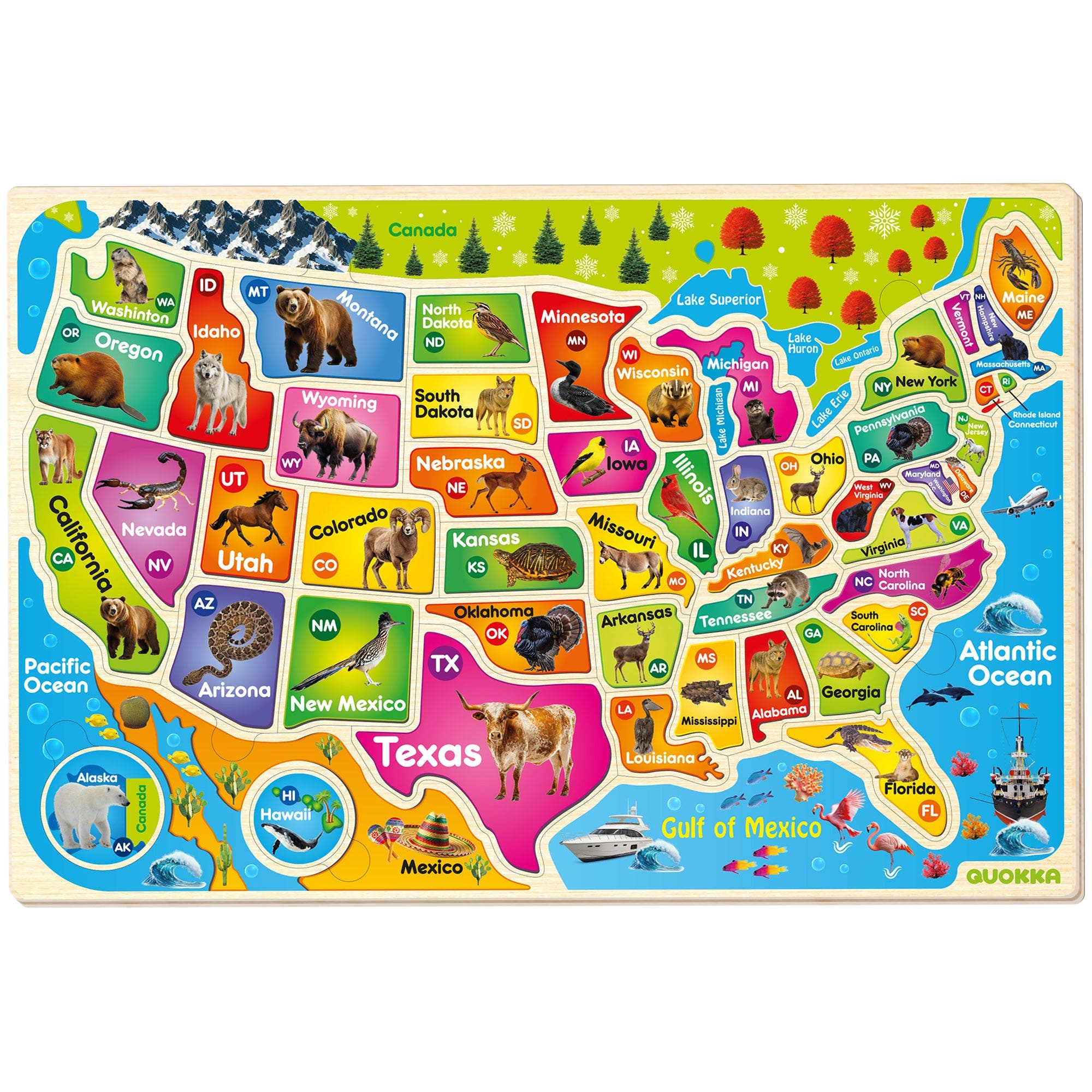 selected USA Wooden Map
