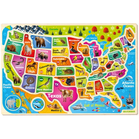 Kids Educational Map Puzzle Set - USA, World Map & Solar System Themes