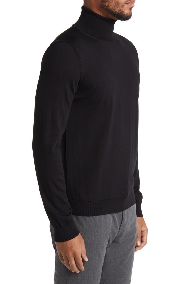 BOSS Musso Virgin Wool Turtleneck Sweater, Alternate, color, Blk