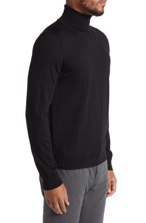 Hugo Boss Boss Musso Virgin Wool Turtleneck Sweater In Black