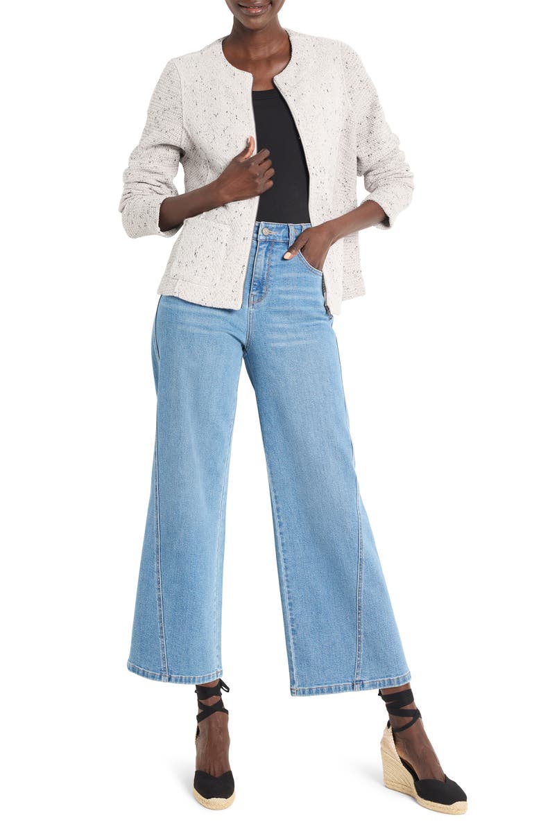 NIC+ZOE Woven & Knit Zip Jacket, Alternate, color, Sugar Cookie