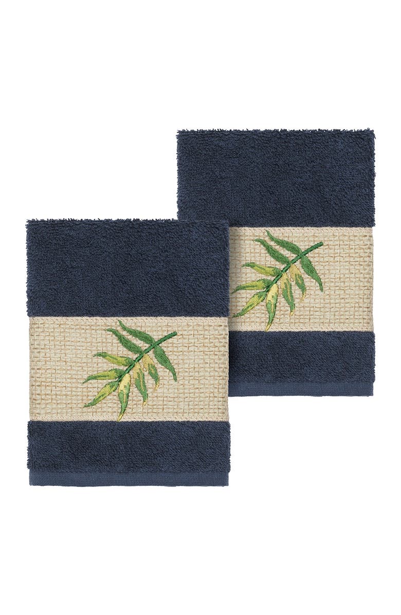 Linum Home Textiles Zoe Embellished Washcloth - Set of 2 - Midnight Blue, Main, color, Midnight Blue
