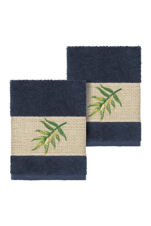 Zoe Embellished Washcloth - Set of 2 - Midnight Blue