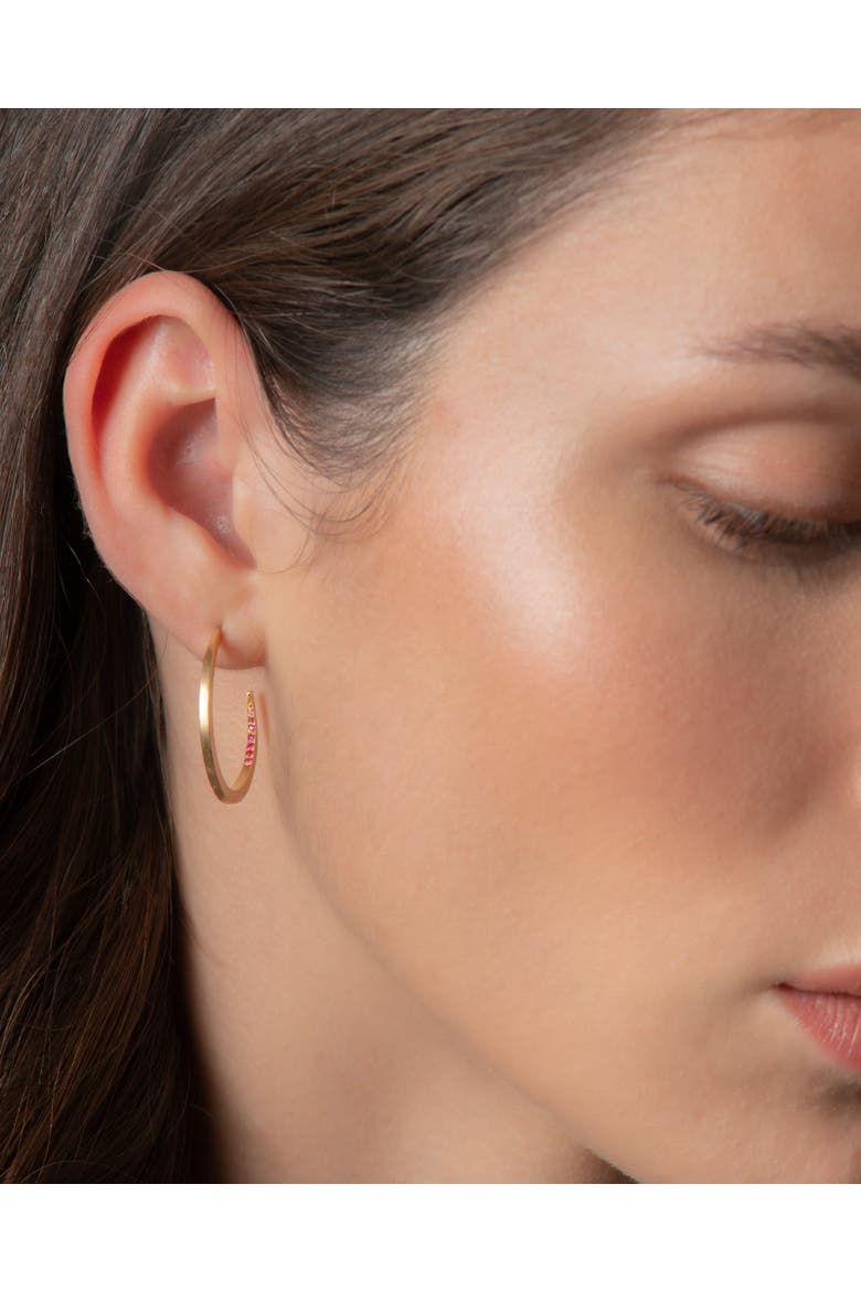 Crescent Moon Hoops Natural Gemstones. Handmade in Italy, Alternate, color, Ruby