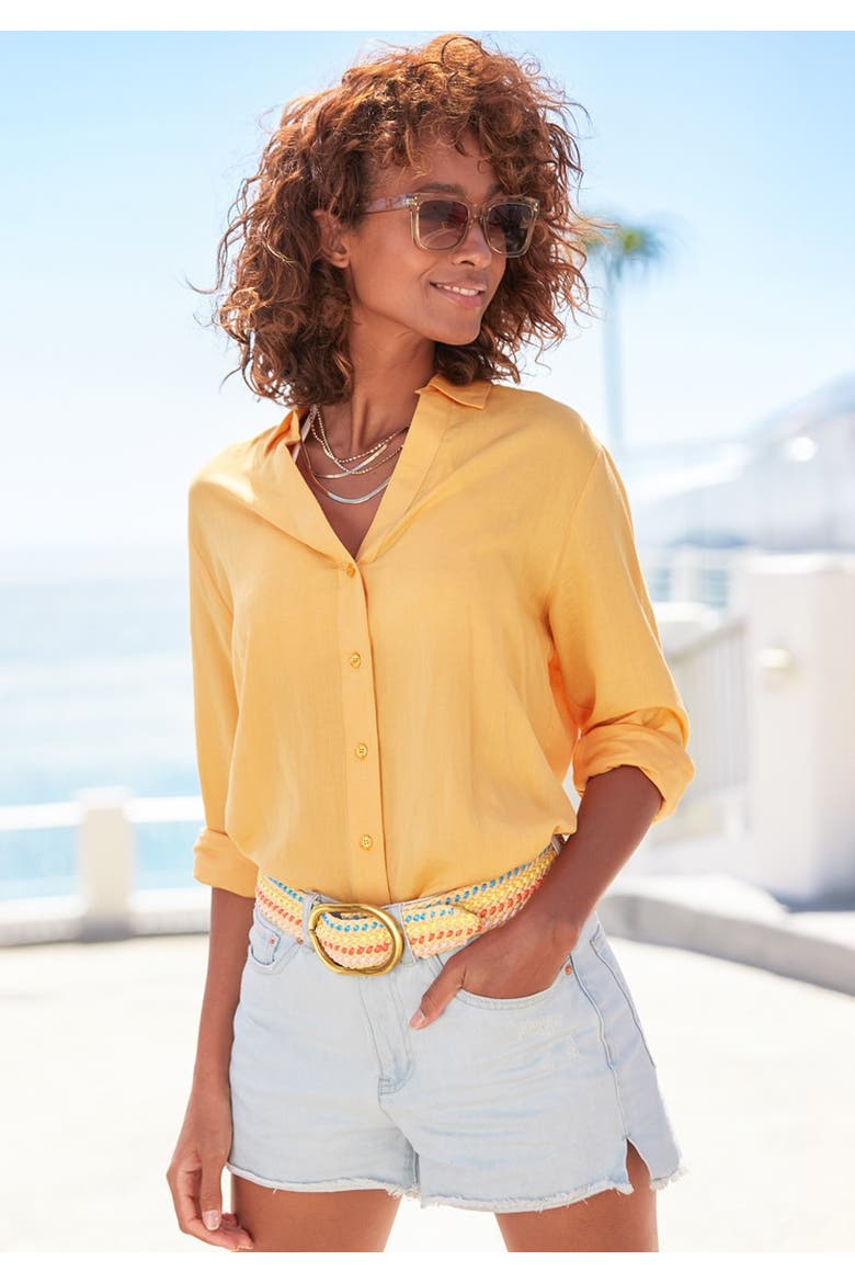 Button Down Blouse, Alternate, color, Apricot