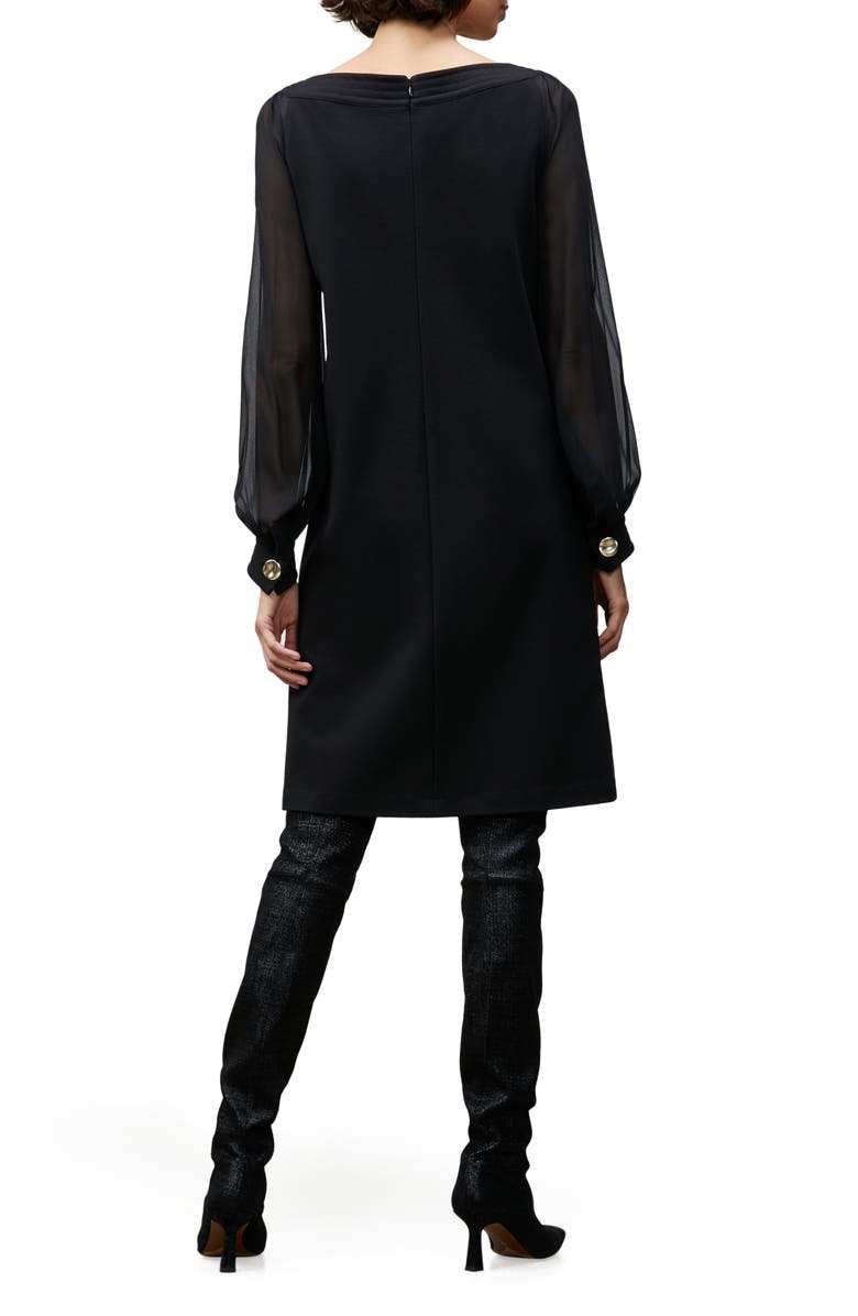 Lafayette 148 New York Linden Sheer Long Sleeve Punto Milano Shift Dress, Alternate, color,