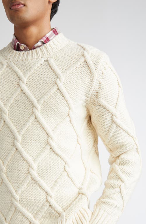 Eleventy Diamond Stitch Wool Sweater In White