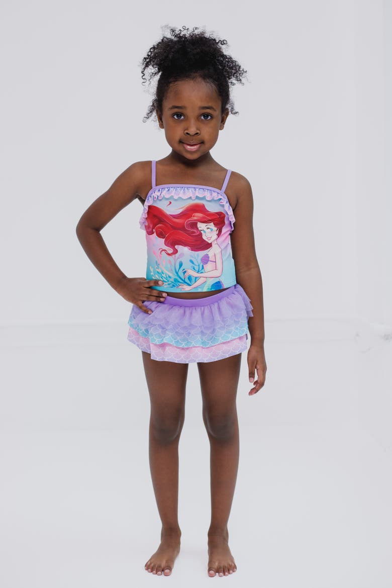 The Little Mermaid Princess Ariel 2-Piece Swimwear Tankini and Skirt Set, Alternate, color, Ariel Aqua Purple