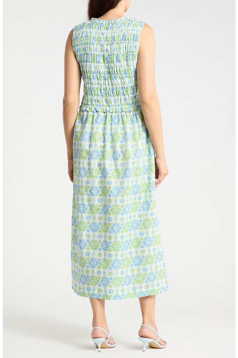 Ciri Smocked Sleeveless Dress, Alternate, color, WHITE/ LIGHT GREEN/ LIGHT BLUE