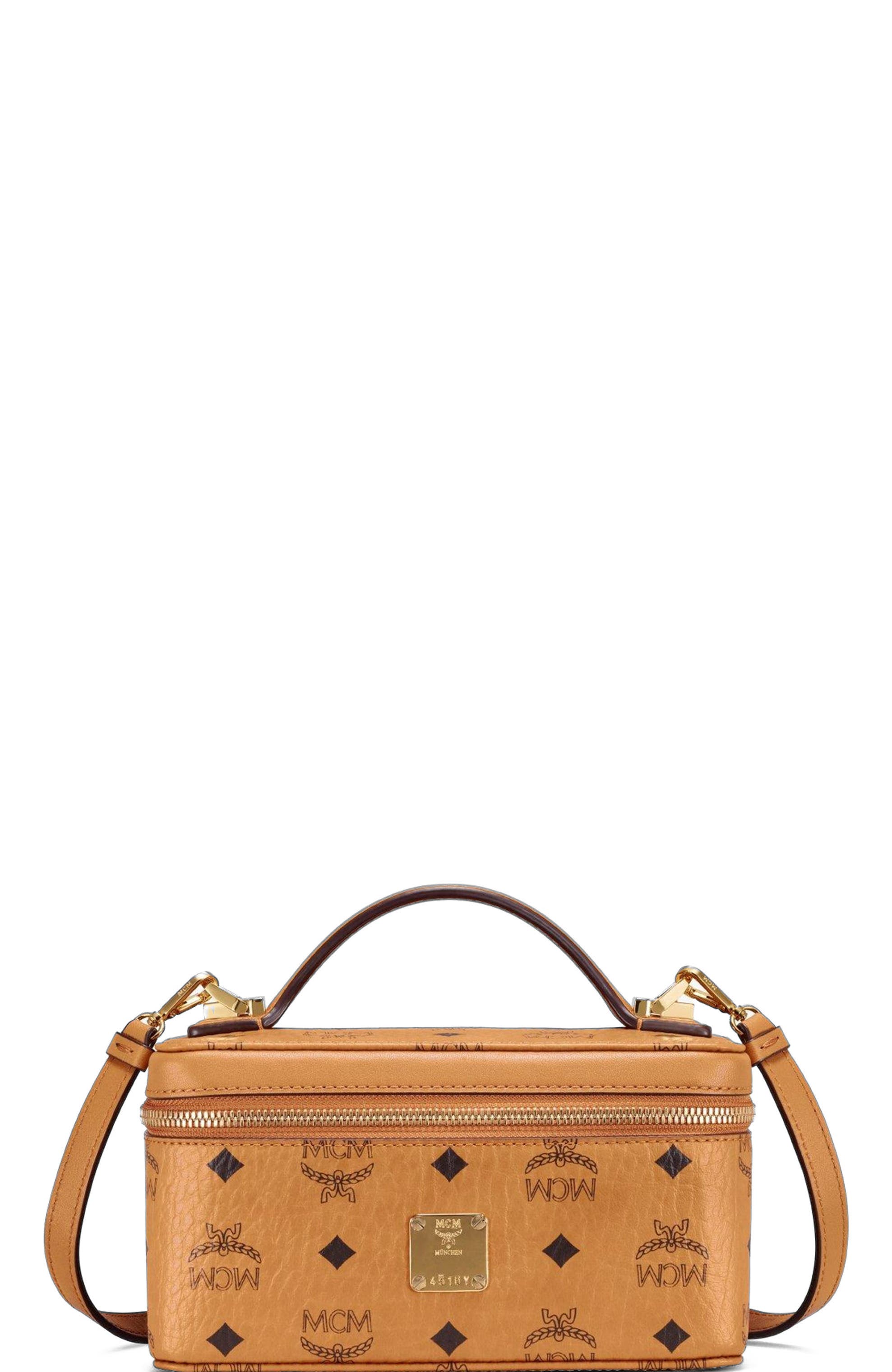 MCM Rockstar Vanity Case in Visetos Original, Main, color, Brown