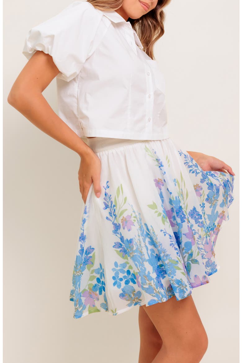 Floral Print Miniskirt, Alternate, color, IVORY