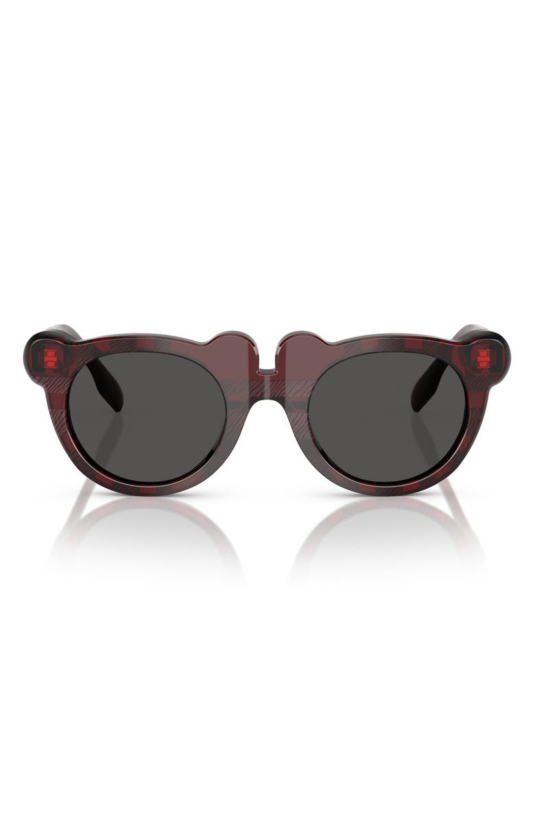Burberry Kids' 43mm Irregular Sunglasses, Main, color, Check Red / Dark Grey