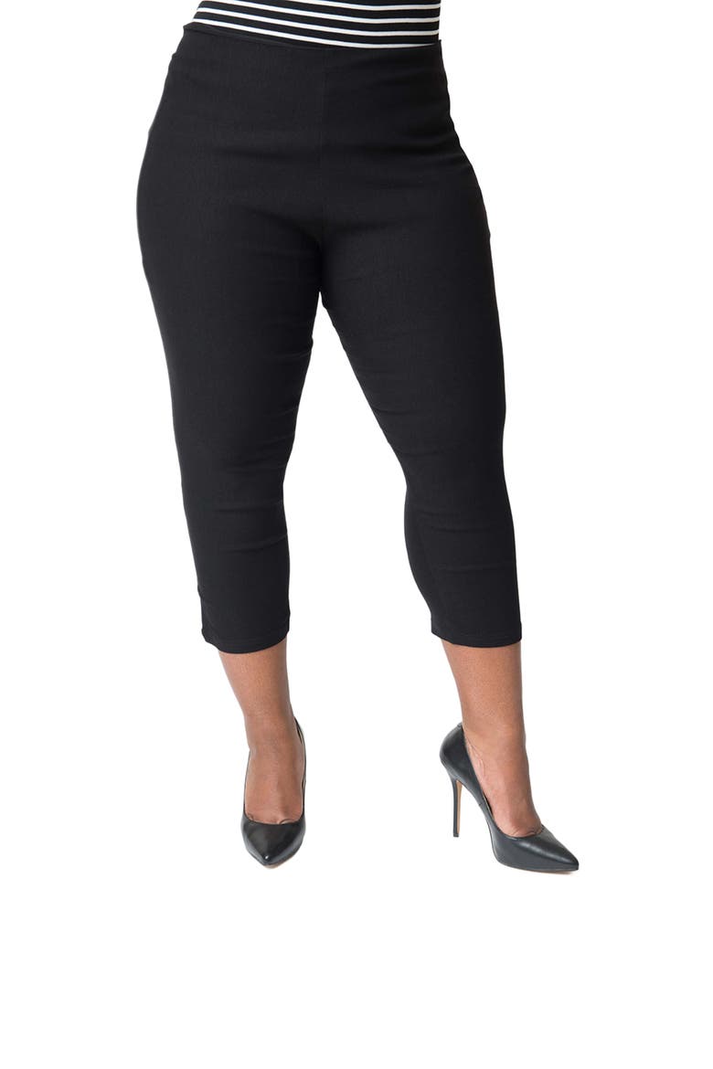 Plus Size Rachelle Capri Pants, Alternate, color, Black/Black