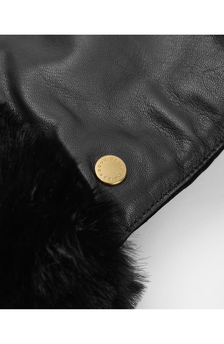 Barbour Daniella Leather & Faux Fur Mittens, Alternate, color, Black