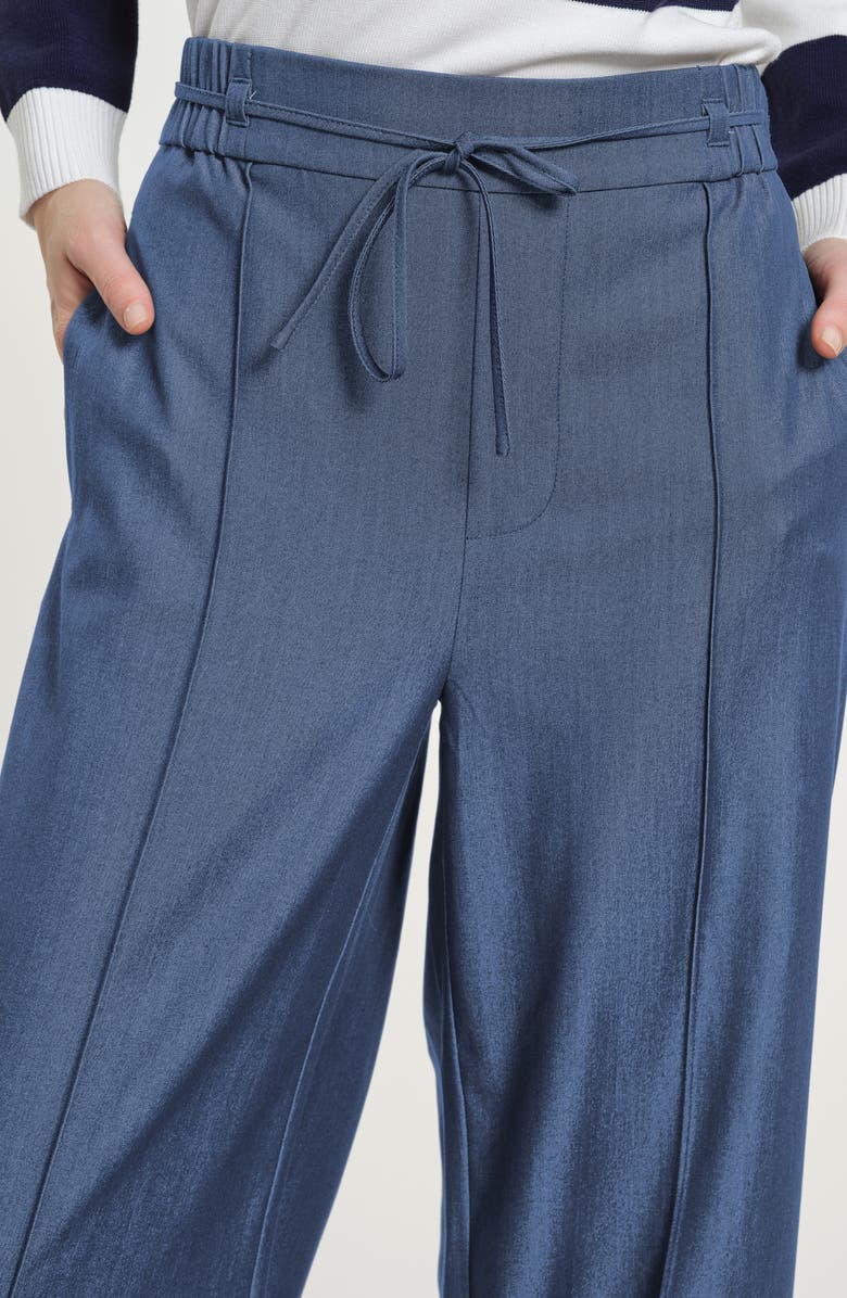 Isaac Mizrahi New York Cotton Chambray Pull-On Pants, Alternate, color, Denim