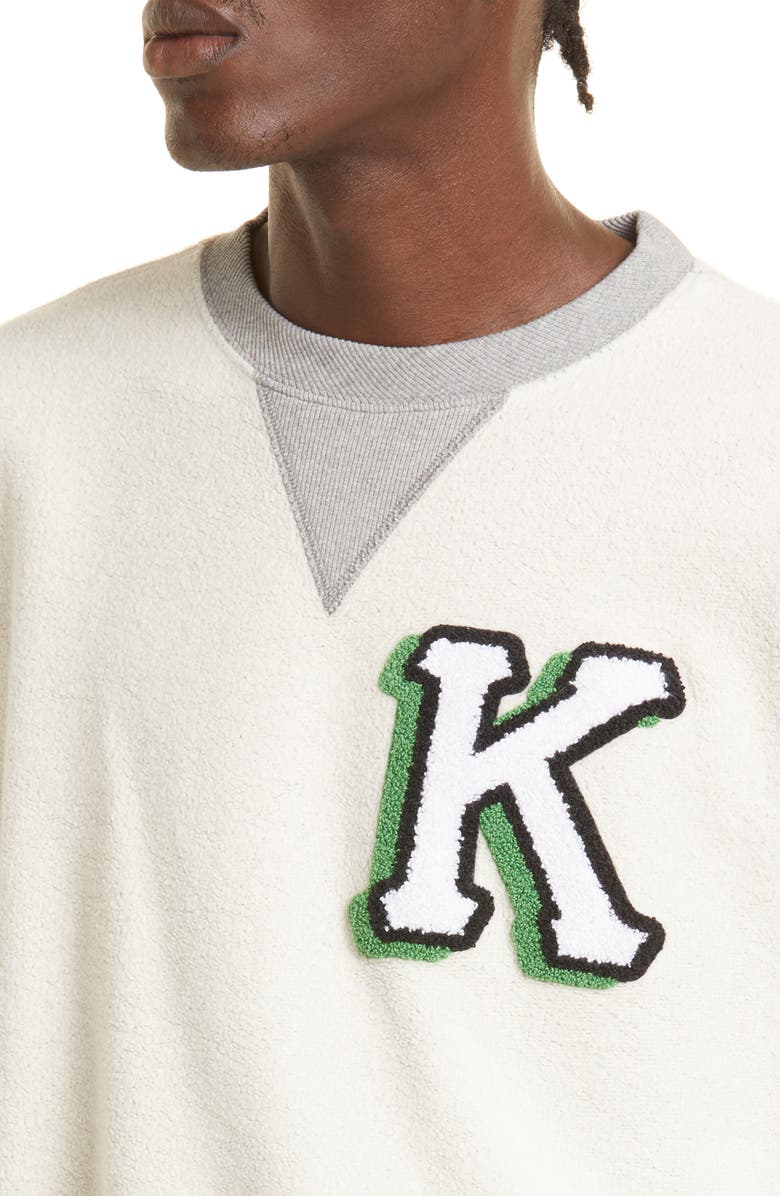 KENZO Men's Varsity Logo Patch Cotton Fleece Sweatshirt, Alternate, color, 