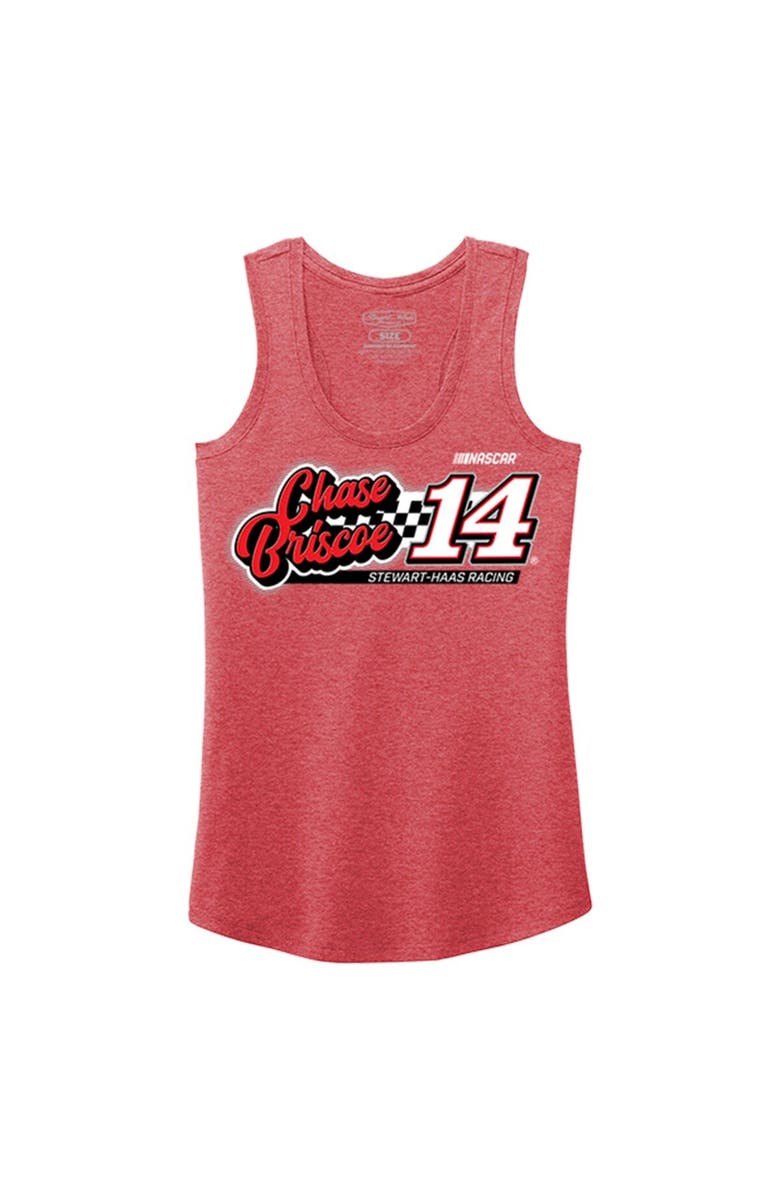 STEWART-HAAS RACING Women's Stewart-Haas Racing Team Collection Heather Red Chase Briscoe 2023 #14 Finish Line Tri-Blend Racerback Tank Top, Alternate, color, Heather Red