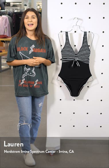 Robin Piccone Sailor Tie Front One-Piece Swimsuit (Women) | Nordstromrack