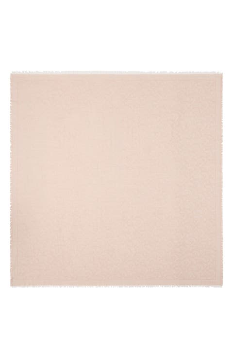 B Charm Jacquard Wool Fringe Square