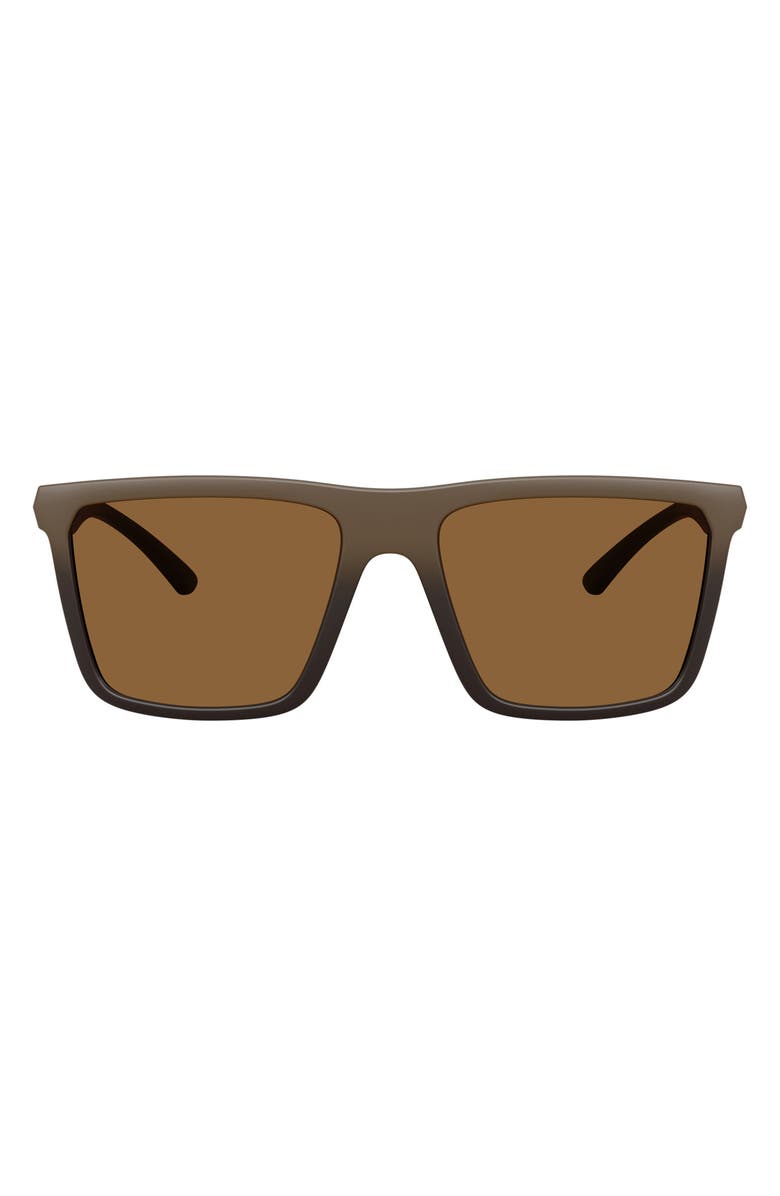 AX Armani Exchange 57mm Square Sunglasses, Main, color, Matte Brown / Brown