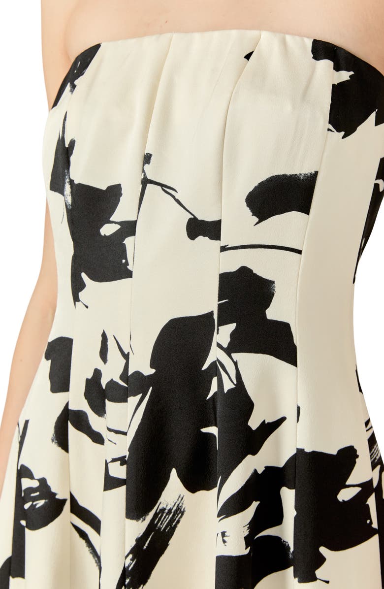 Endless Rose Print Pleated Strapless Midi Dress, Alternate, color, 