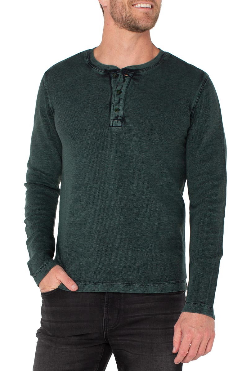 Liverpool Los Angeles Faded Cotton Henley, Main, color, Spruce/ Black Multi