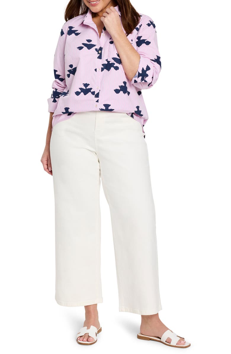 NIC+ZOE Stamped Stripe Stretch Cotton Button-Up Shirt, Alternate, color, Pink Multi