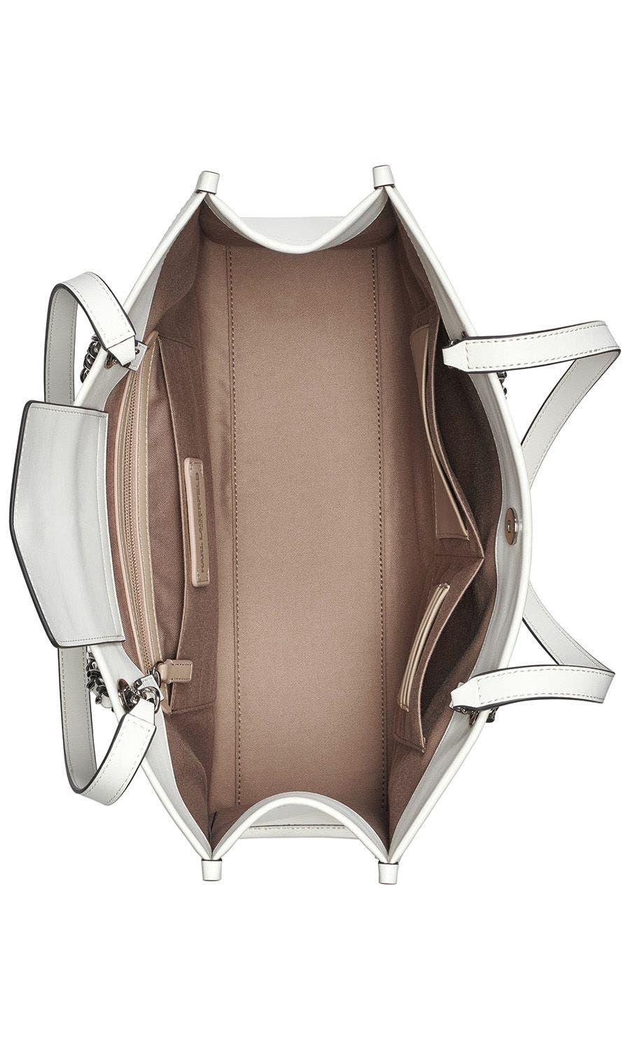 KARL LAGERFELD PARIS Savoie Tote, Alternate, color, Wntr Wht/Silvr