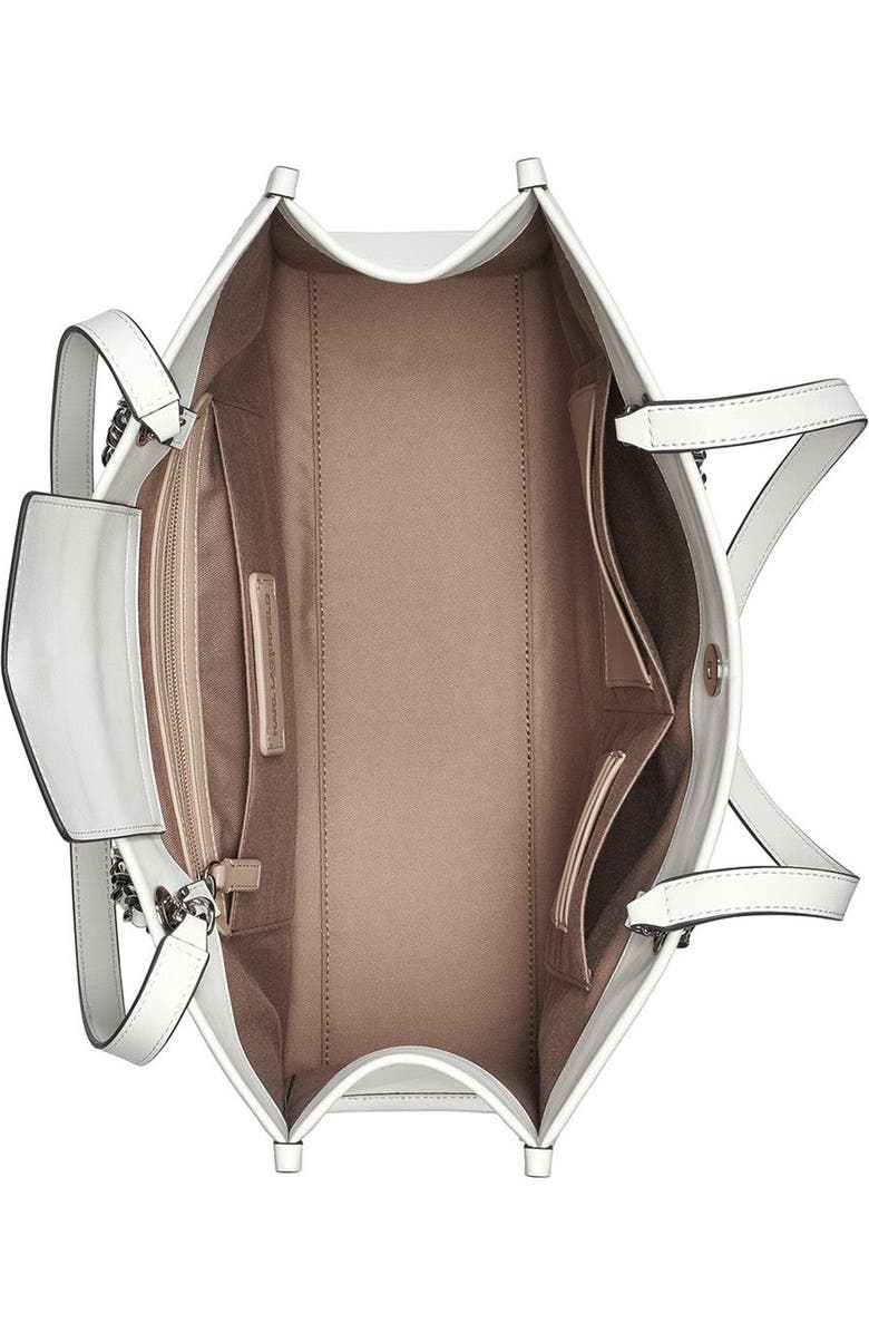 KARL LAGERFELD PARIS Savoie Tote, Alternate, color, Wntr Wht/Silvr