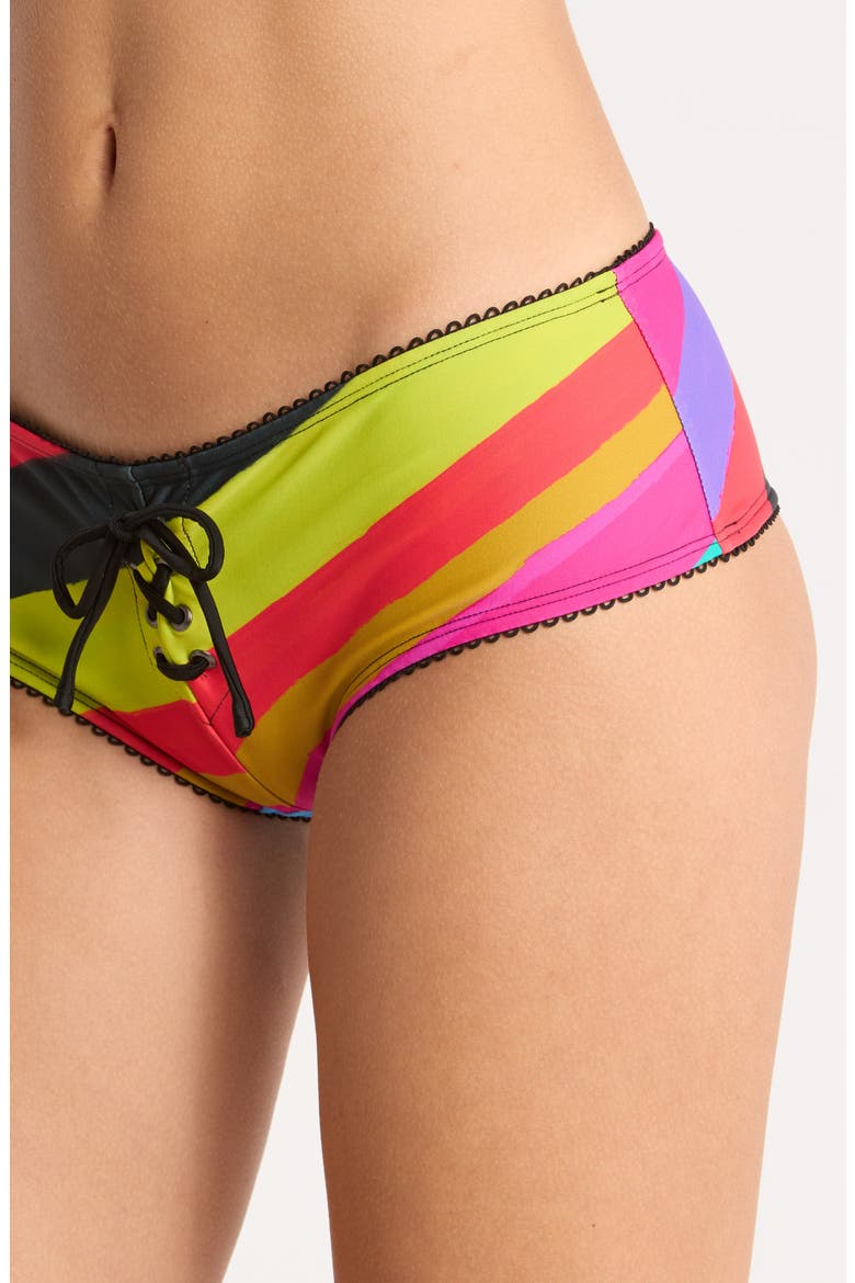 Freda Multi Stripe Lace-Up Bikini Bottoms, Alternate, color, MULTI