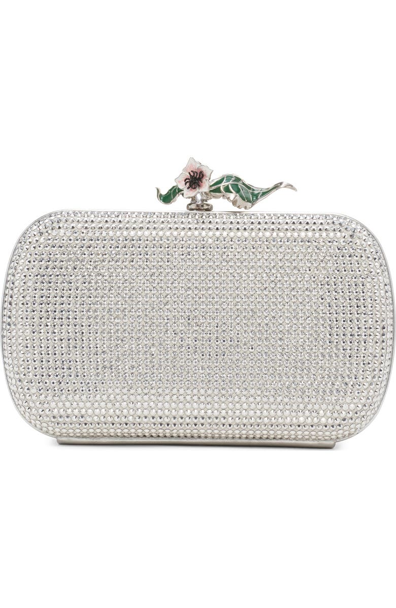 Bottega Veneta Knot Crystal Flower Clutch, Main, color, White/ Silver